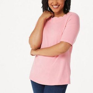 Denim & Co Perfect Jersey Top w/ Scallop Neckline